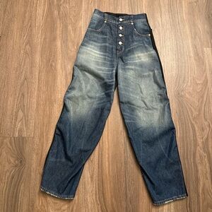 Maison margiela split denim high waisted barrel jeans xs